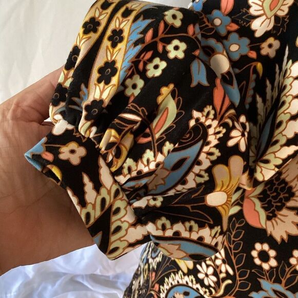 Boden Black Floral Paisley Jersey Knit Dress Women’s 4L Long Sleeve - Picture 6 of 12